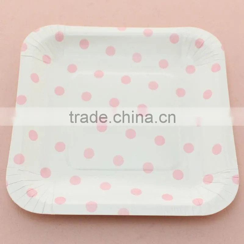 China wholesale fancy dotted 7 inch square paper plates