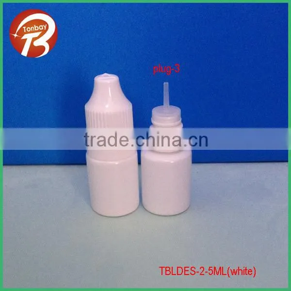 5ml white plastic dropper bottle with child resistant cap&needle long thin tips