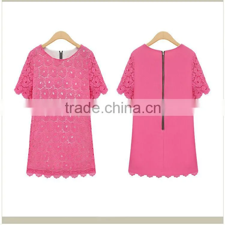 Ladies' Fashion Lace Summer Dress with flowers patten