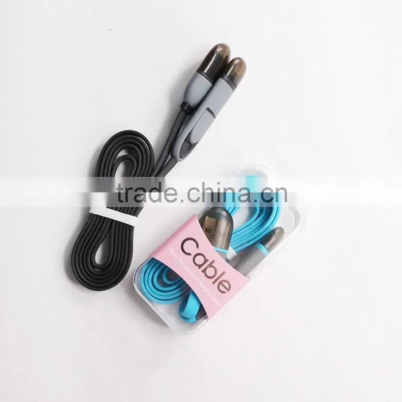 Good looking usb multi 2 in 1 charger data cable ,2 in 1 usb cable for cell phone