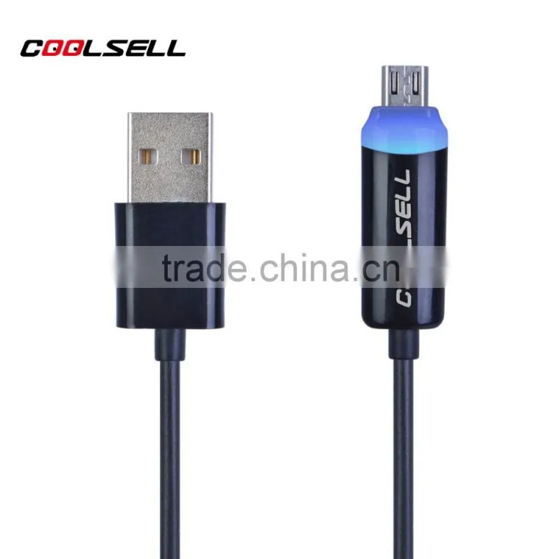 colored micro usb serial cable with led light