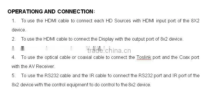 hdmi switch splitter 8x2 with spdif optical output