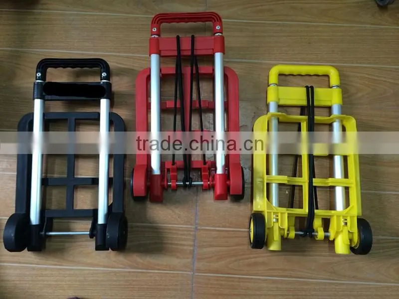 Plastic colorful cheap and portable mini folding luggage cart