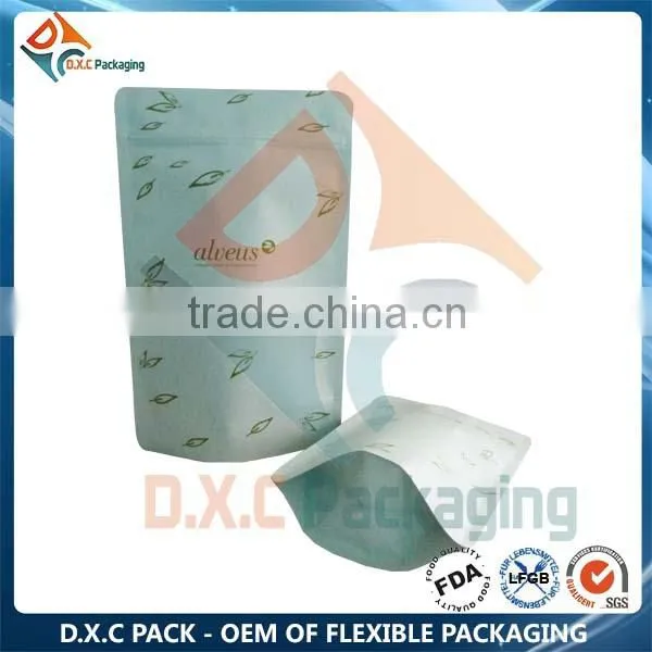 Paper Bags Wholesale Resealable Zipper Stand Up Pouch Window Bag