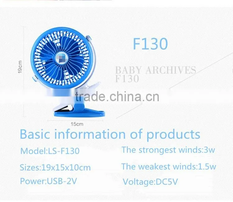 2016 Hot sale DC 5V ABS material Portable Clip USB Mini Fan
