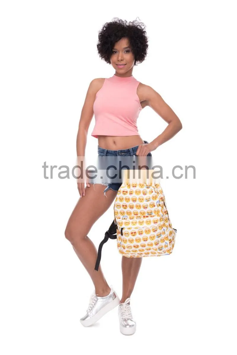 Taobao Top Selling High Quality Polyester Custom Emoji Backpack Bag