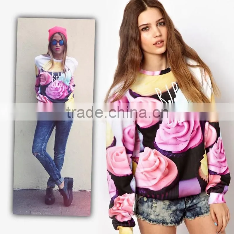 latest fashion women sublimation printed hoodies cool custom sublimation hooded sweatshirt
