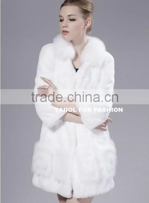 rex14023 elegant natural white short rex rabbit fur coat