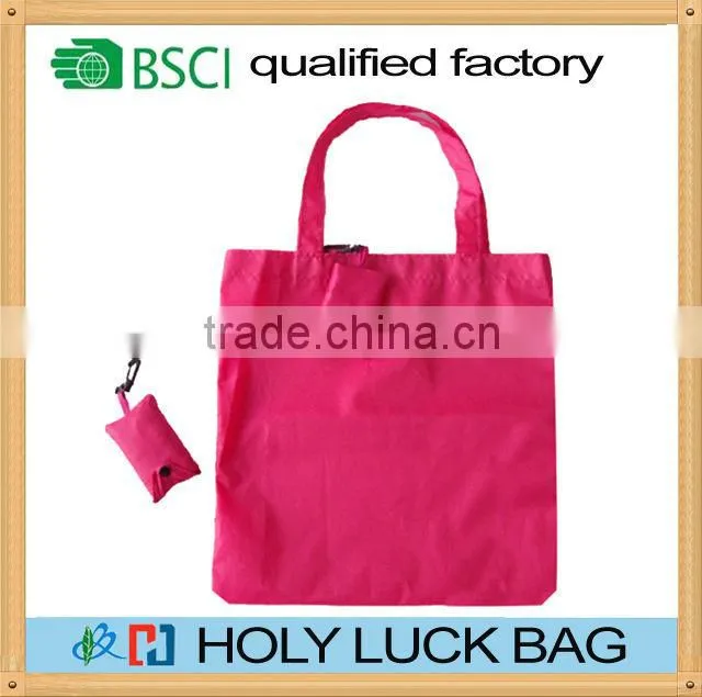 Wholesale reusable eco friendly folding shopping bag with small pouch