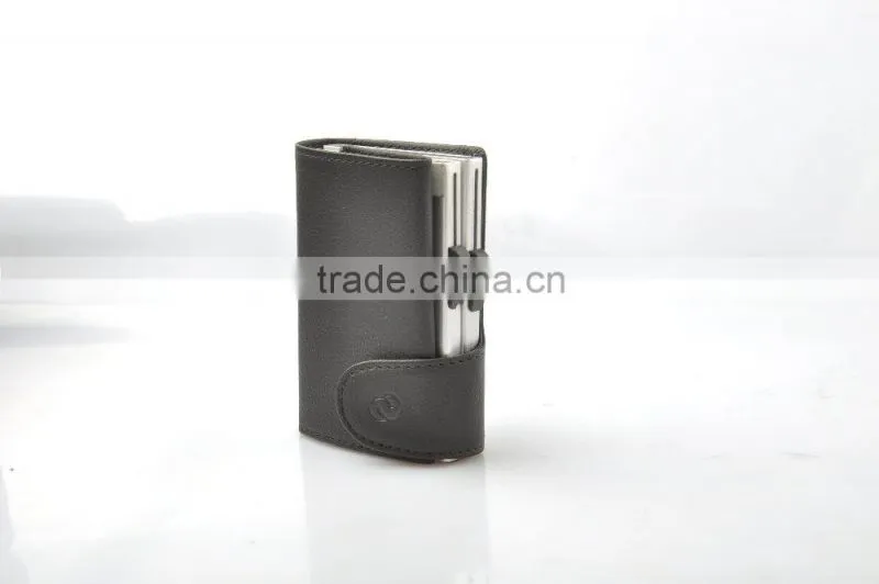 Top cowhide rfid blocking genuine PU leather RFID wallet black