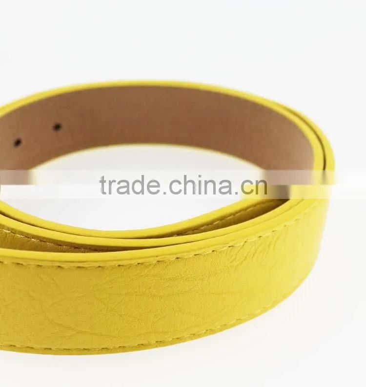 Women's fashion Yellow PU leather belts for jeans with Alloy Buckles in YiWu Factory