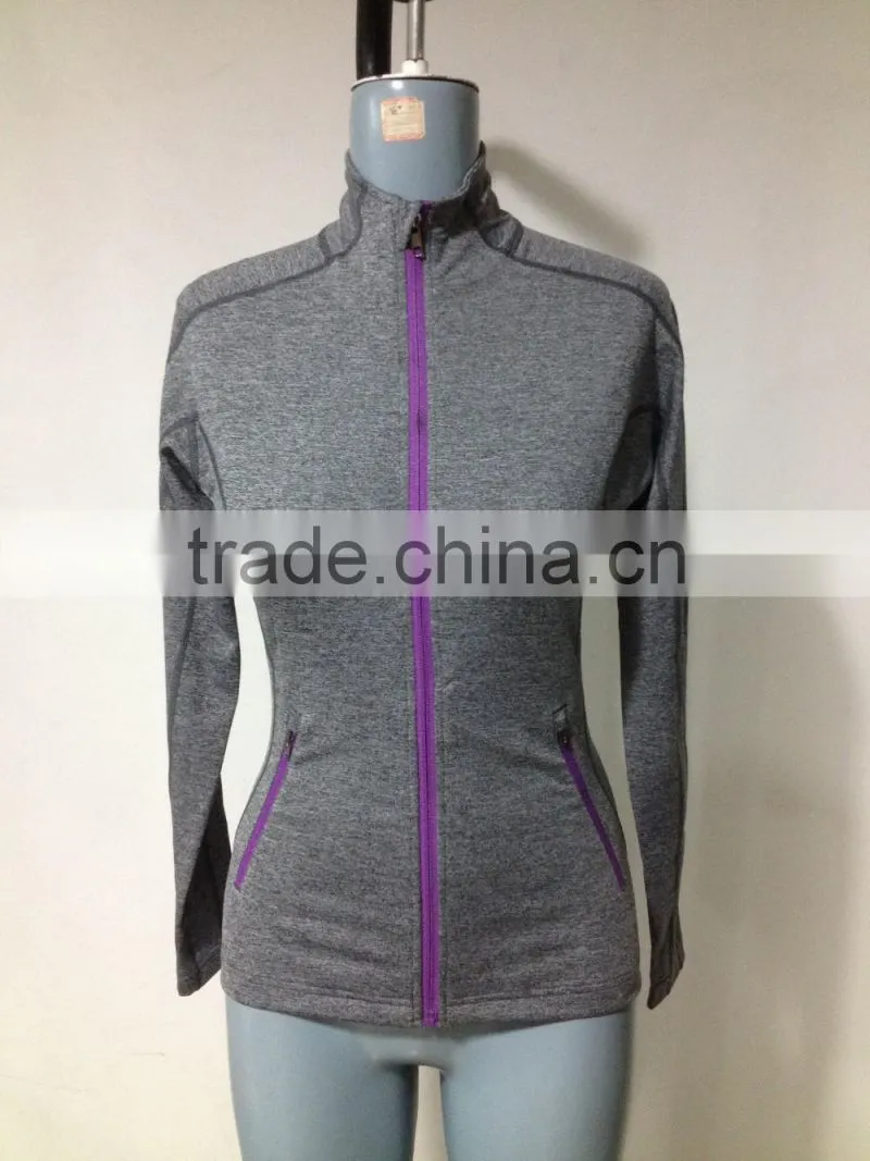 2016 New sports jacket heather melange hooded jacket runing jacket