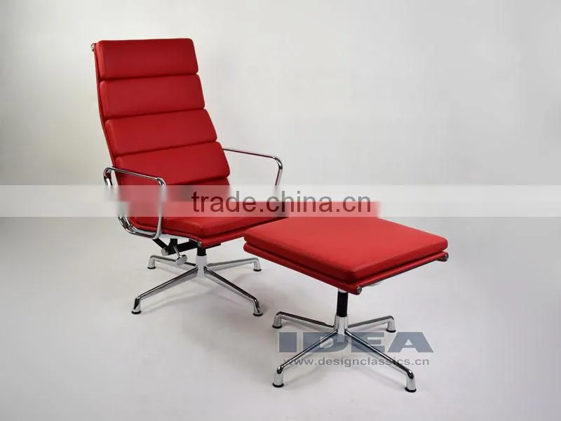 Replica Charles Management Soft Pad Lounge Chair - Red Genuine Leather
