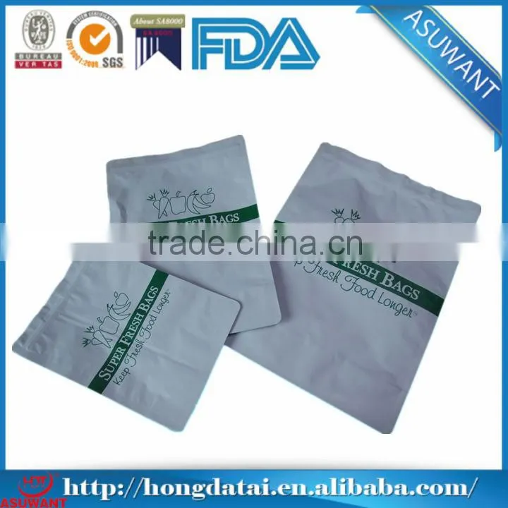 laminated plastic stand up packaging with zipper for fresh food