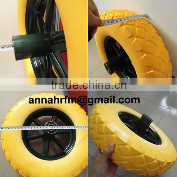 4.00-8/400-8 colourful flat free wheels ,PU foam tubeless for wheel barrow