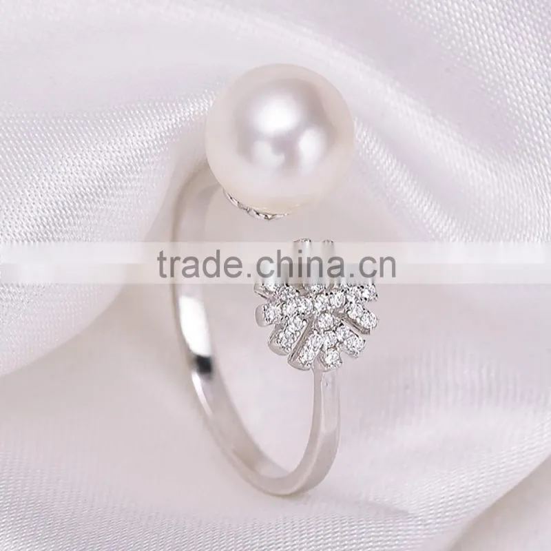 fashion 8-9mm AAA round natural freshwater round pearl ring