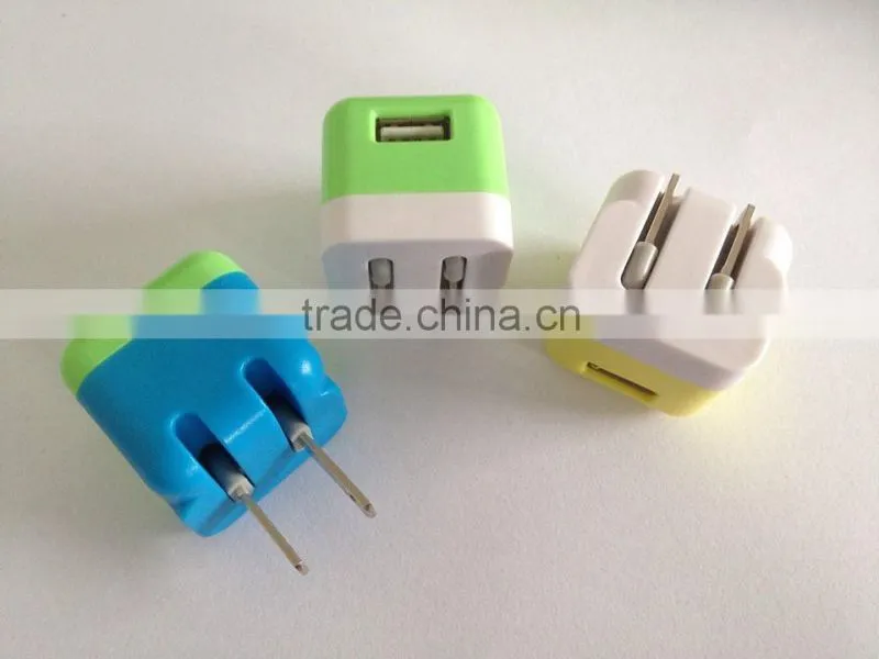 The POpular Colourful USB wall charger portable charger mobile charger DC 5v1000mA home charger for smartphone
