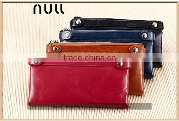 Professional supplier double zipper cheap leather purse for lady