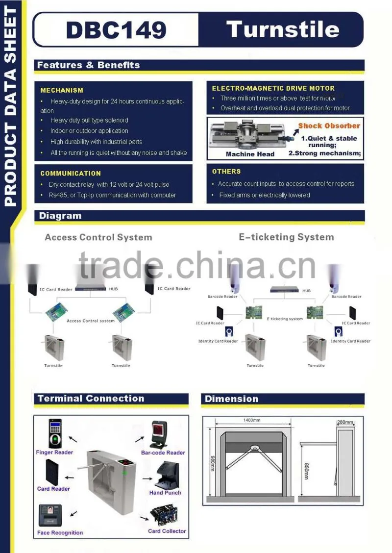 3 Arm Turnstile Price Rfid Access Control Security Tripod Barrier Gate