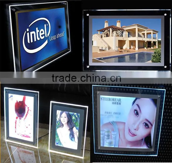 Slim Tabletop Light Box Crystal Glow Display Stand A3 Poster Frames Black LGP Lighting Sign