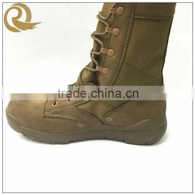 Yiwu army lightweight leather tan fashion tactical military combat boots