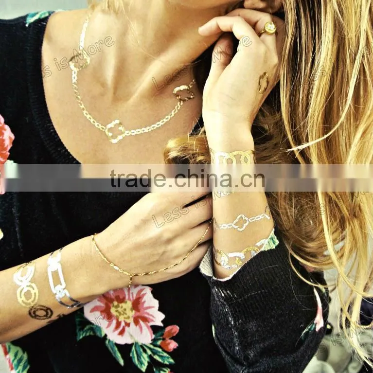 fashion gold & silver body temporary tatoo sticker