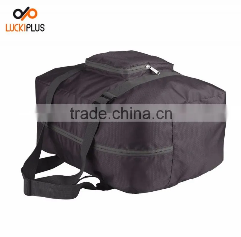 Luckiplus Foldable Travel Duffel Bag Luggage Sports Gym Water Resistant Nylon Black