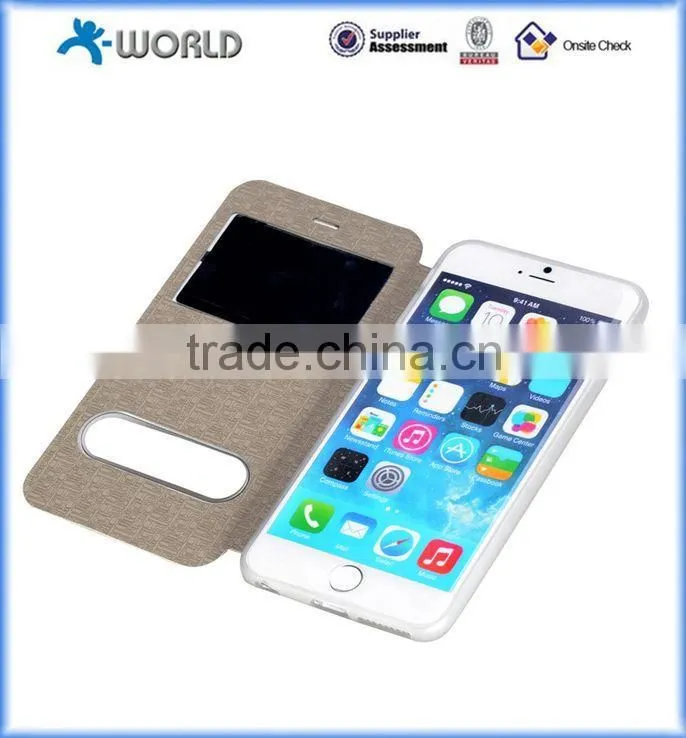 TPU Flip Case for iPhone 6S with Smart Window and Stand