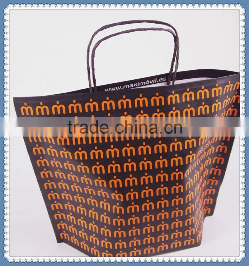 2016 New design kraft paper bag eco friendly & economic with twisted patch handle