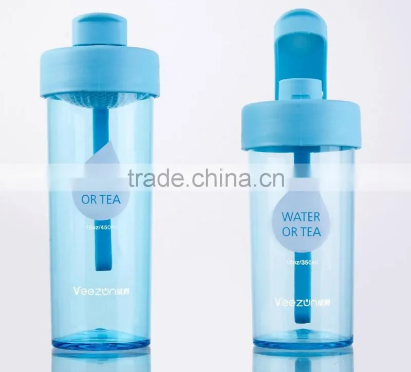 BPA Free clear plastic joyshaker drinking water bottle with handle
