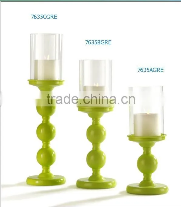 Cold Rolled Steel Metal Hurricane With Clear Glass And Color Stand
