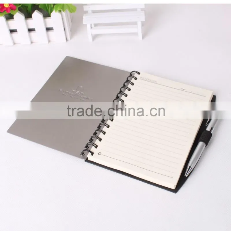 Custom wholesale aluminun dairy spiral notebook with pen