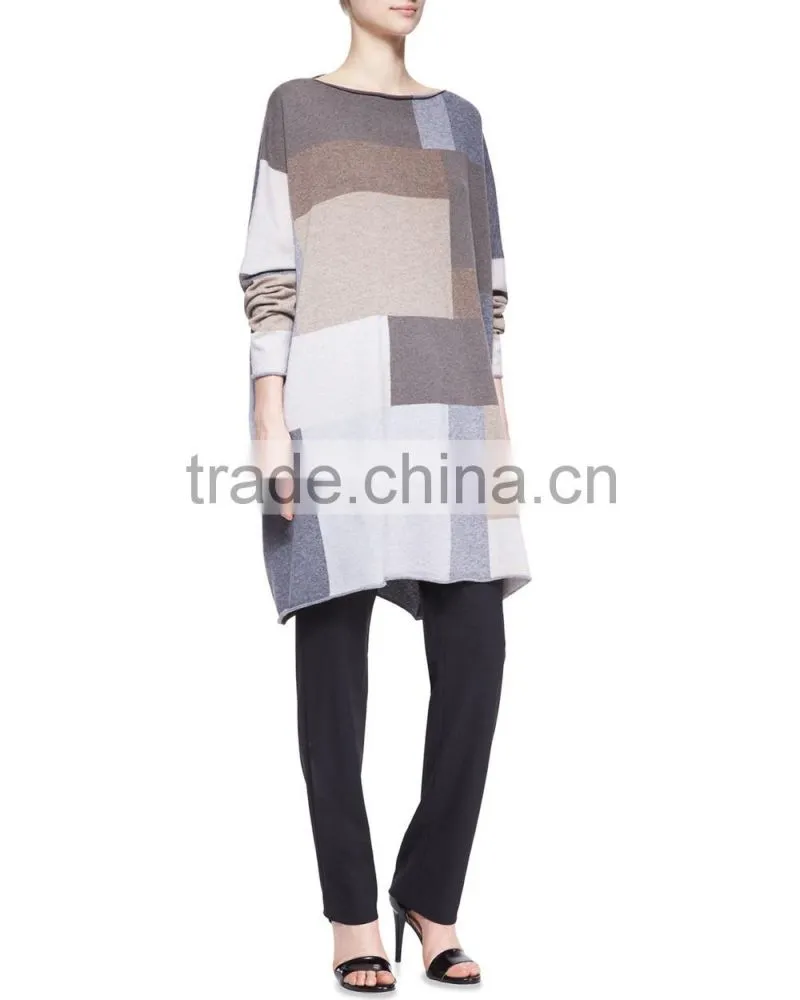 warm and soft block women long pullover