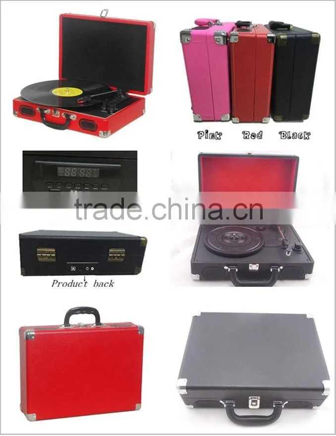Rain Lane Classic suitcase style record player turntable with vinyl to USB SD