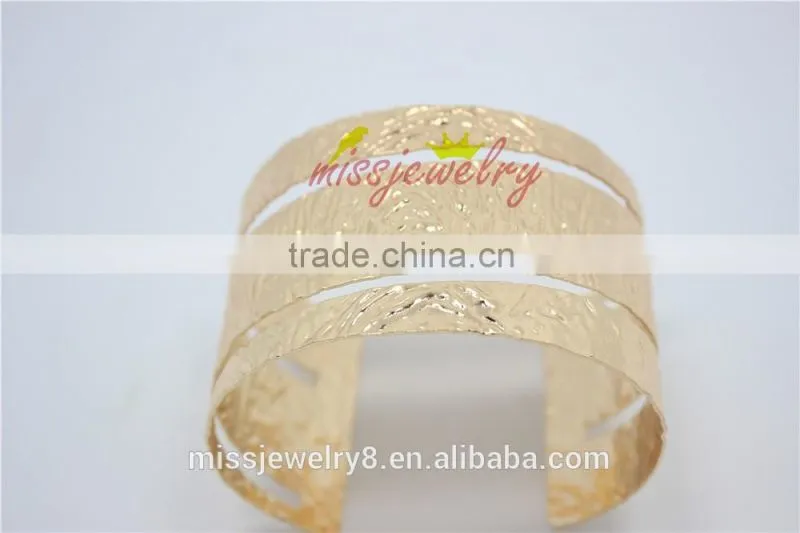 KC Gold Statement Punk Fashion Metal Hollow 0ut Wide Cuff Bangle Bracelets For Women Men for 2016 New Accessory