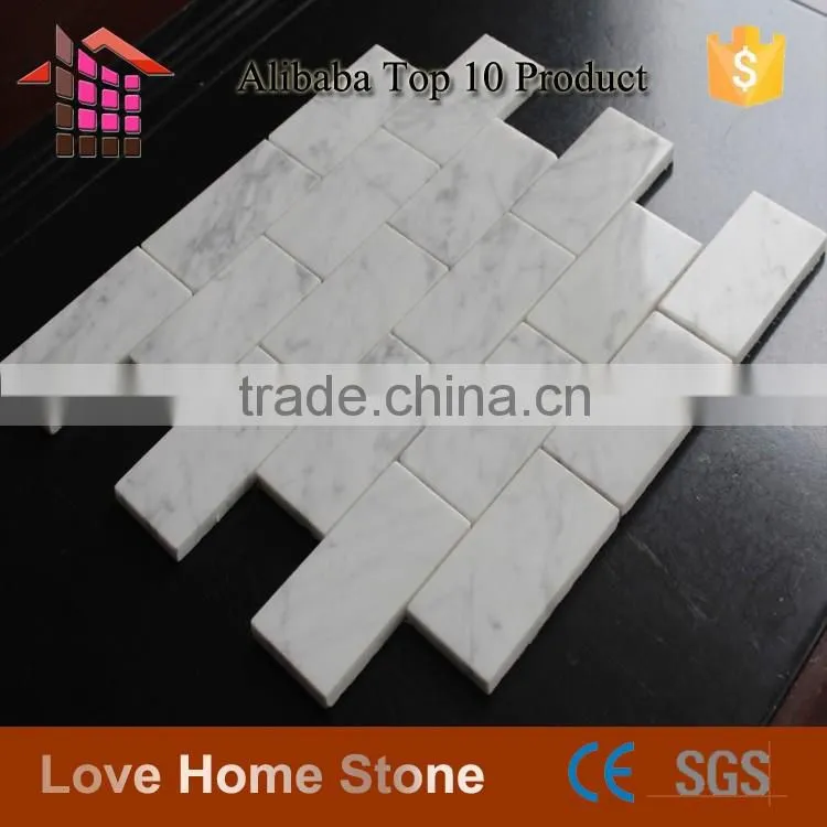Carrara Marble Italian White Bianco Carrera Brick Mosaic Wall Tile For Subway