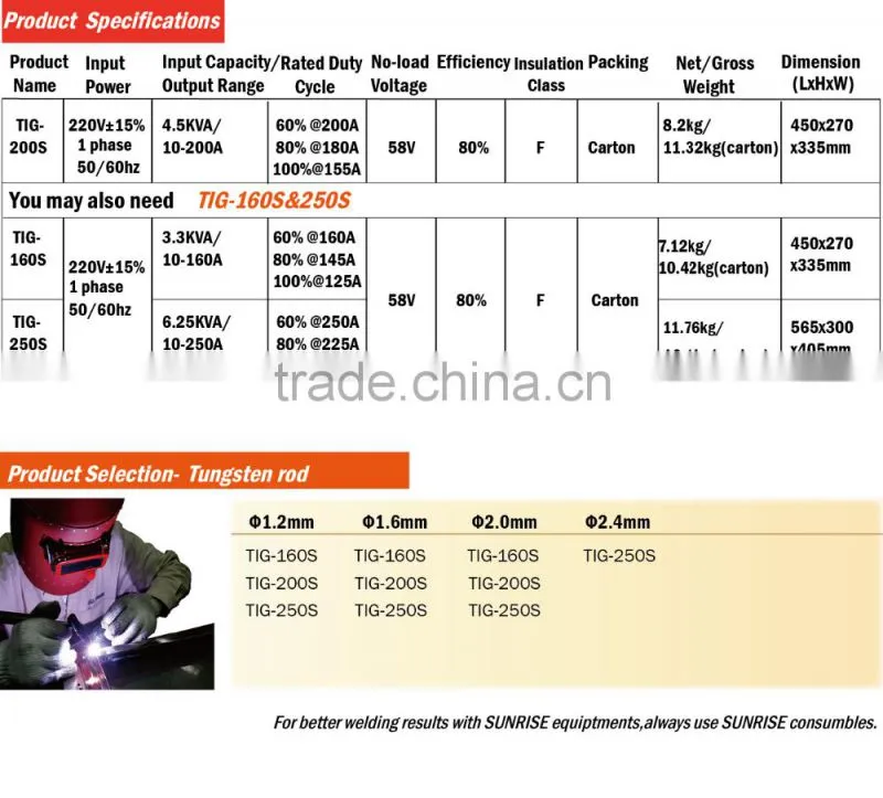 chinese factory direct price energy saving professional TIG-200S tig welding machine with free tig torch