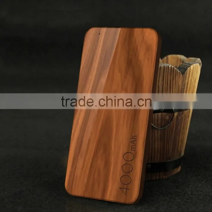 4000mah Slim Wood Power Bank Backup Battery Portable Charger