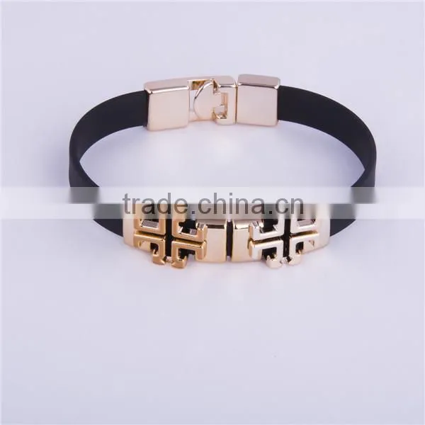 2016 Black Debossed Silicone Chain Link Bracelet