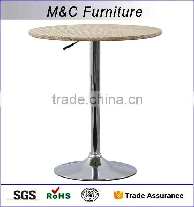 Outdoor height adjustable rattan round bar table