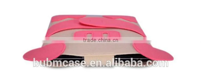 Red Color 9.7 inch Wool Felt Tablet Case Cute Cartoon Pig Bag Tablet Sleeve Tablet Pouch