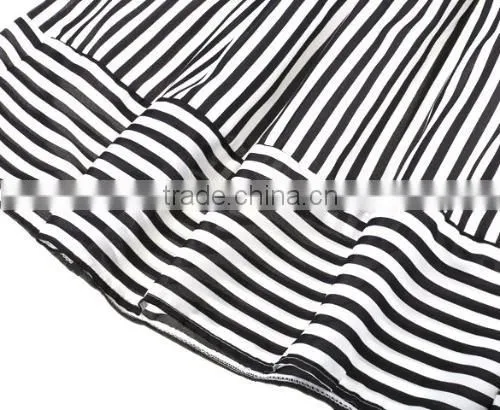 Fashion Women Sexy High Elastic Waist Striped Casual Party Beach A-Line Skirt
