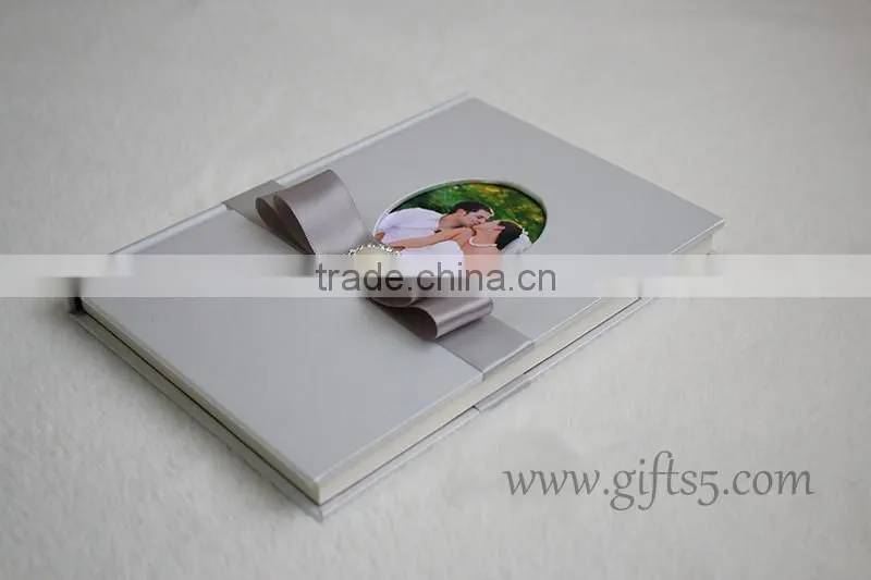 Wedding Guest Signing Book in white with pearl and ribbon