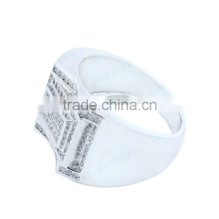 Wholesale micro pave zircon 925 silver high quality men ring