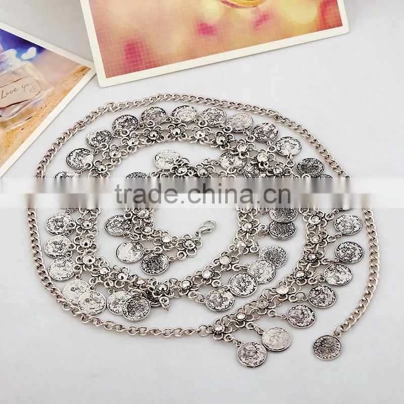 Vintage coin tassel body chain body jewelry