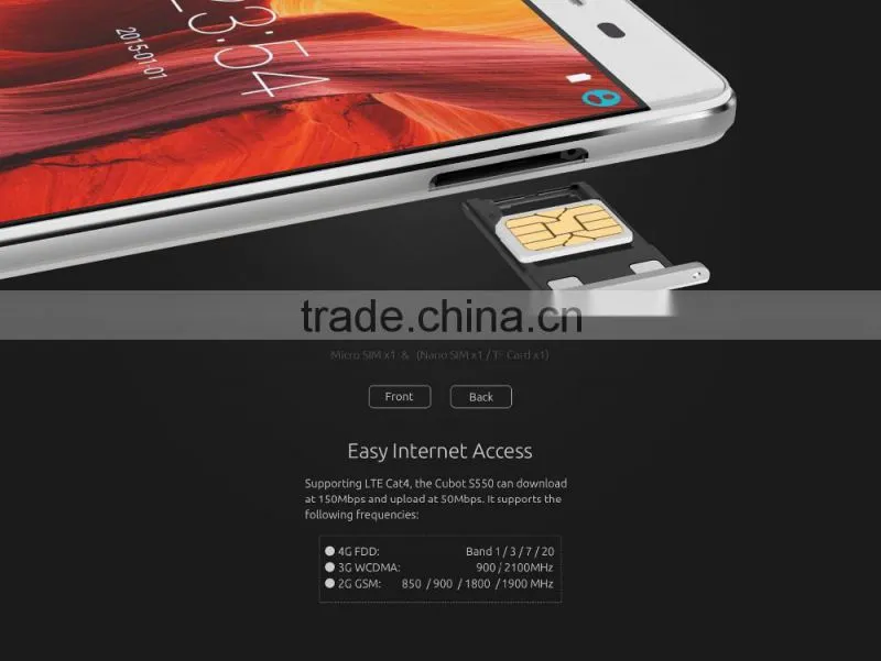 Cubot S550 Pro Android 5.1 5.5 inch 2.5D Arc Screen MT6735 Quad Core 1.3GHz 16GB ROM Fingerprint Scanner OTG Bluetooth 4.0 GPS