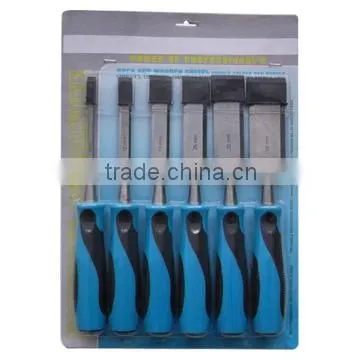 Hot sales 6pcs Wood chisel set with PP and TPR handle