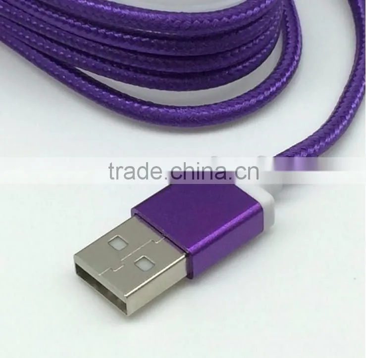 Usb braided cable 10ft Nylon Iron Shell USB Cable for V8 android data cable