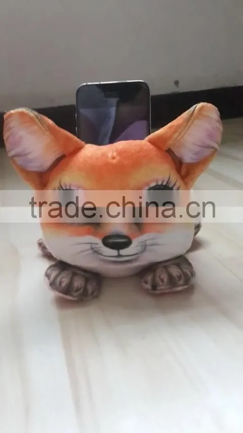 factory wholesale 3D plush fox cellphone seat plush toy fox shaped mobile phone holder