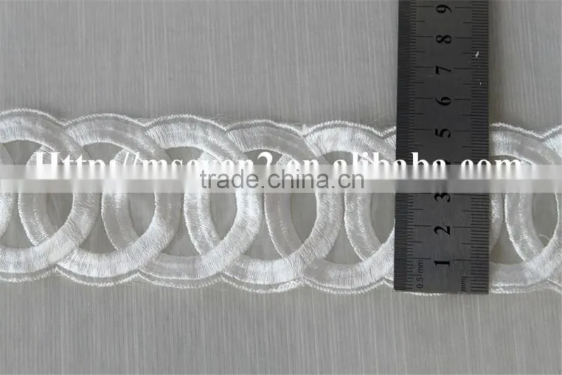 good sale circle pattern silk white polyester embroidery lace for clothing